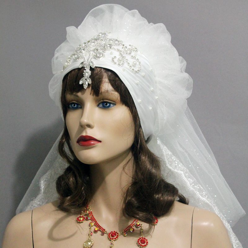 New Bridal Veil Headdress Korean Jewelry Pearl Lace Cap Headdress