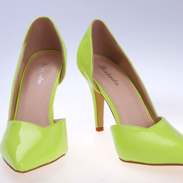 Fashion Dress Shoes Stiletto Pumps High Heels 9 Cm Lime Green Fuchsia
