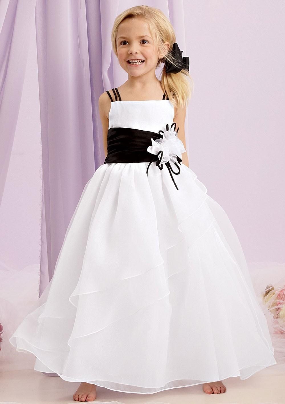 2015 Spring Flower Girls Dresses For Weddings Spaghetti Organza Floor