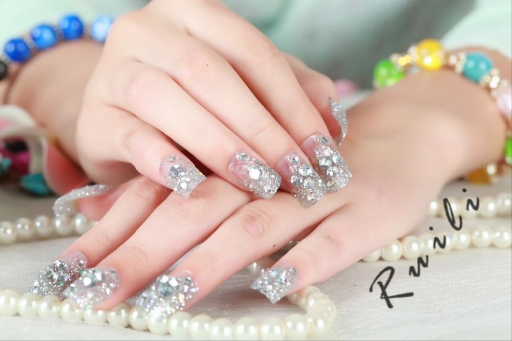 Wholesale 2015 New Arrival Diamond Fake Nails Full Acrylic Nail Tips