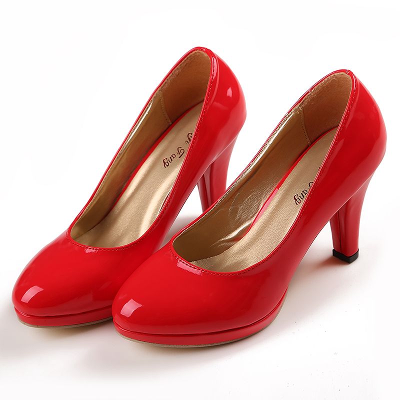 Red 3.2 Inch High Heels Wedding Shoes Lady Formal Dress Shoes ...