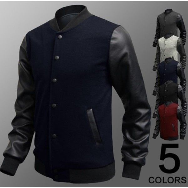 Fall New Men 2015 Sweater Pu Leather Collar Sweater Personalized ...