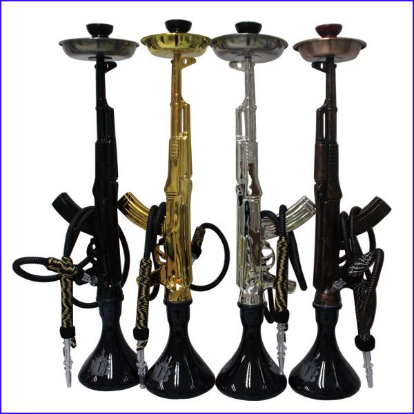 2017 Cool Design Gun Shape Hookah Ak47 Hookah Glass Bong Shisha Fruits