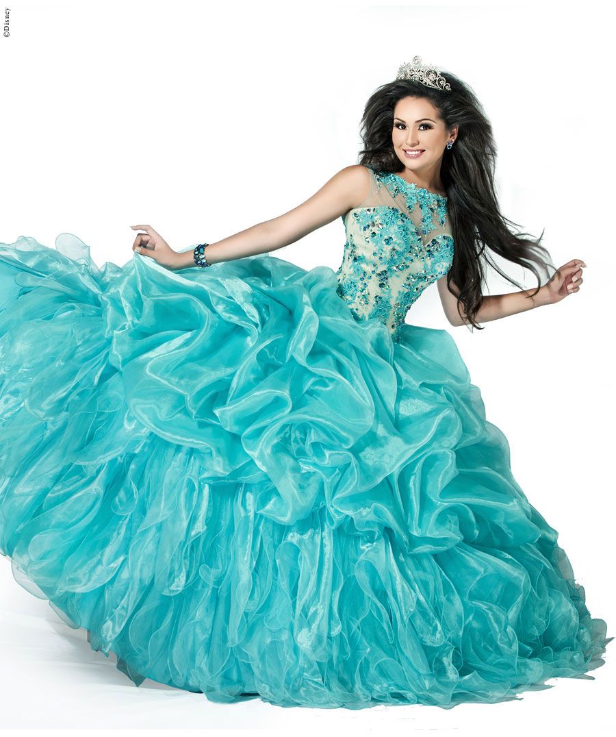 Beautiful Cinderella Ball Gowns 2015 Sheer Neck Crew Rhinestone