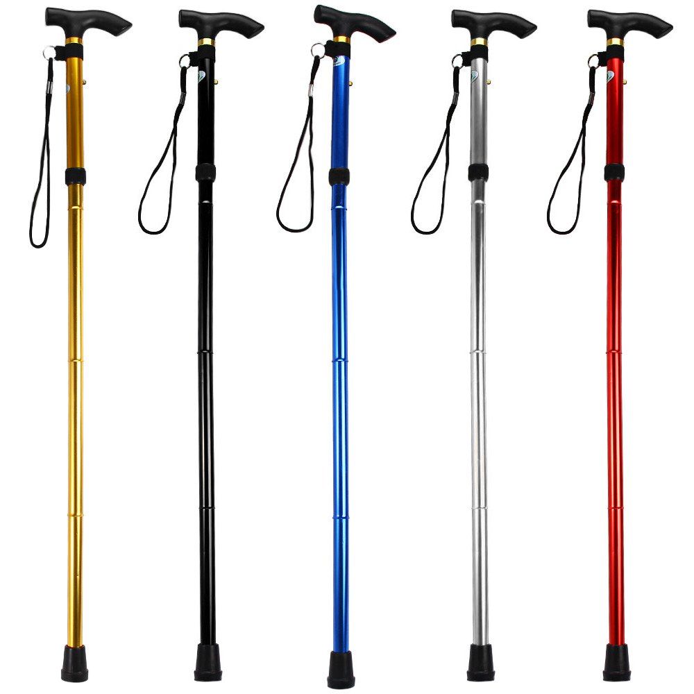 Folding Trekking Poles Adjustable Metal Walking Stick Cane Ergonomic