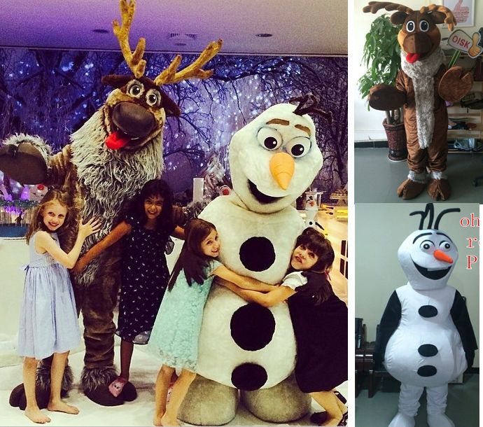 Best Quality Cartoon Character Adult Froze Sven & Olaf Snowman Mascot Outfit Fancy Party Dress 