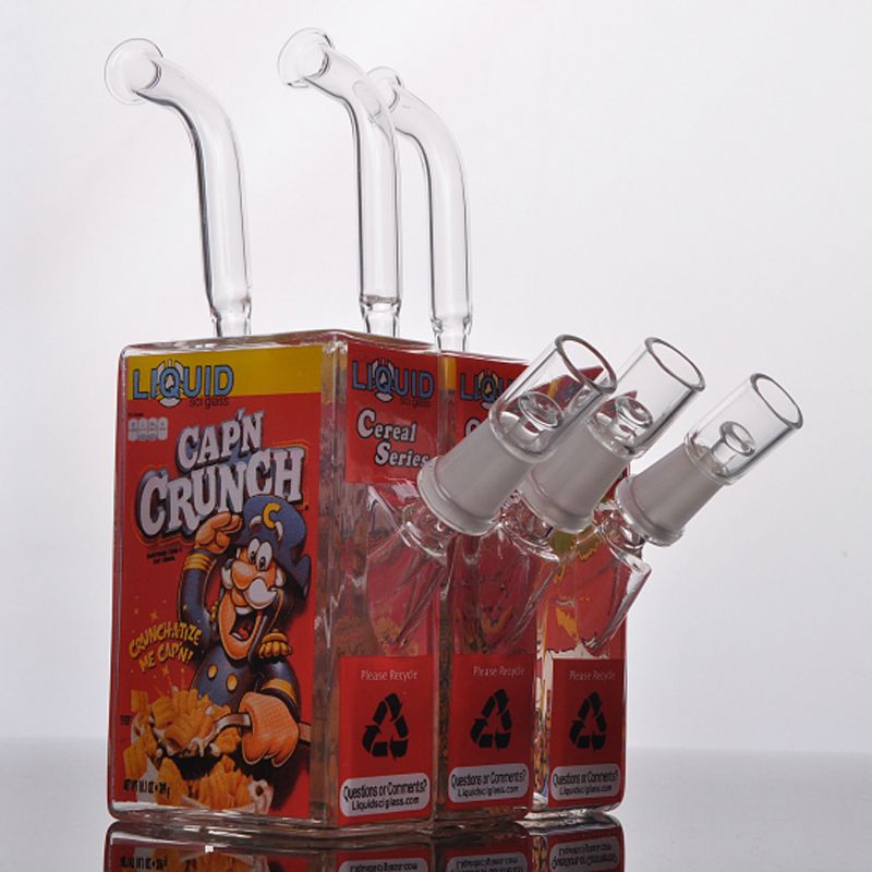 Best Liquid Style Glass Cereal Box Oil Dab Rig 14.5mm With Ceramic Domeless Nail Glass Bong