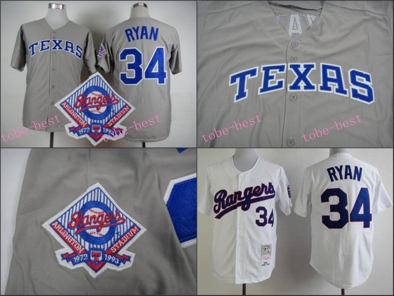 Best Quality Texas Rangers Jersey 34 Nolan Ryan Jersey White Grey