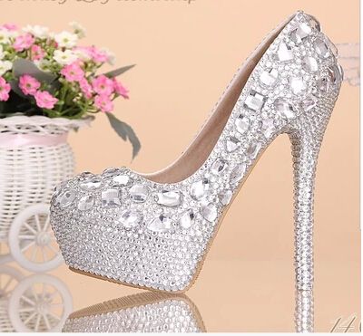 Wedding Shoes Fashion Rhinestones Woman Prom Formal Shoes US Size 4-9