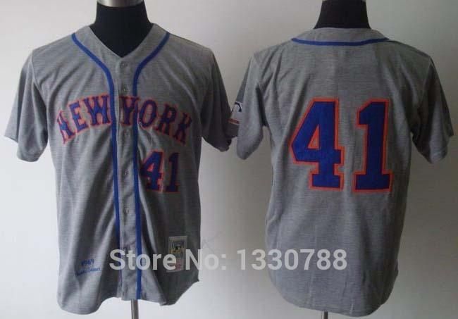 2017 2016 New Cheap Mens New York Mets Jersey #41 Tom Seaver Gray Road 1969 Throwback Vintage ...