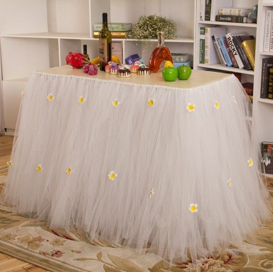 2015 New Tulle Table Skirt Tutu Table Decoration for Weddings ...
