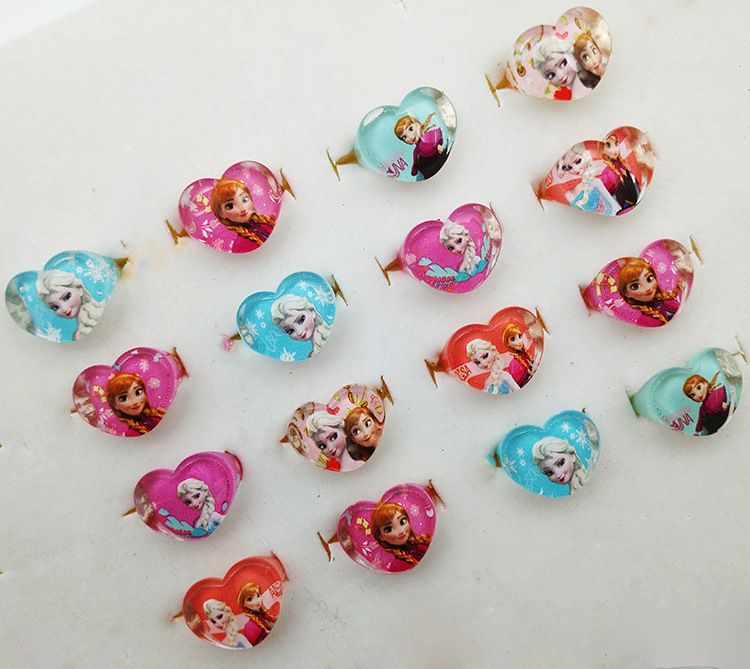 Kids Finger Ring Frozen Elsa Anna Rings Mix Heart Flower Rectangle