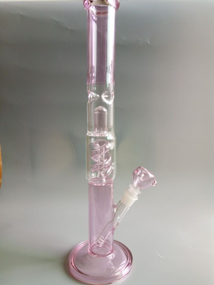 2017 2015 Pink Bong Glass Water Pipe Glass Bell Shape Perc And Coil