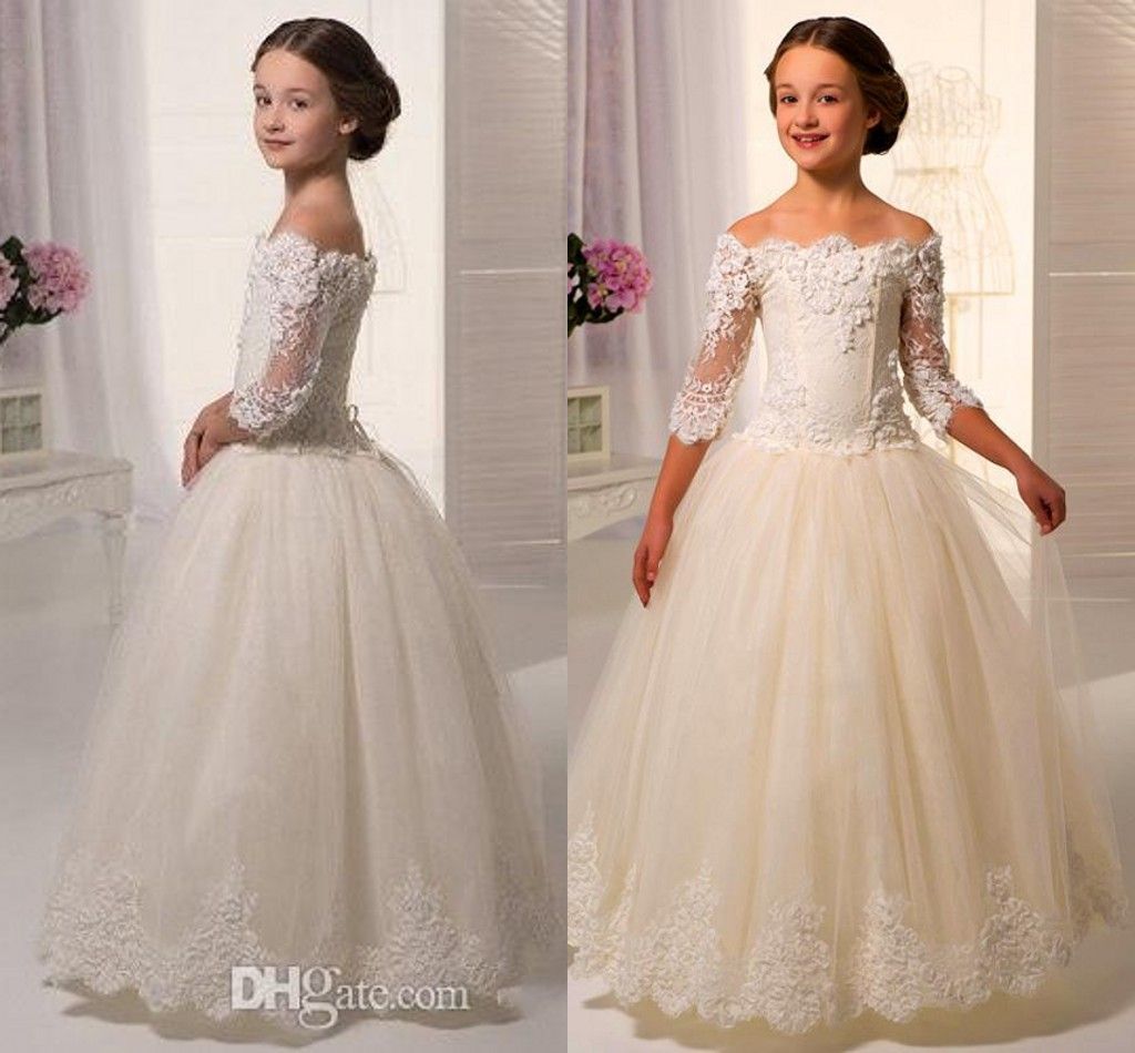 Princess Flower Girls Dresses Wedding Gowns For Weddings Lace Floor
