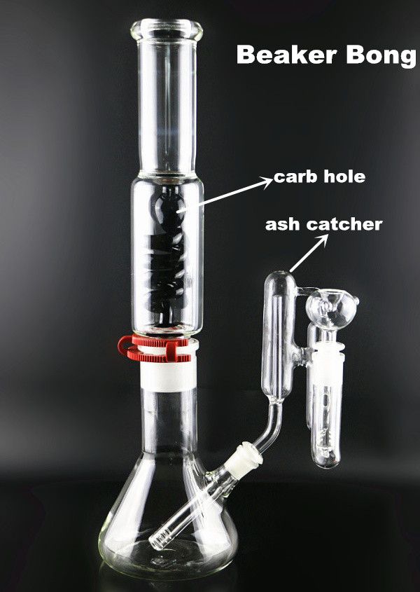 Best Beaker Bongs Black Coil Percolater Glass Water Pipe With Carb Hole