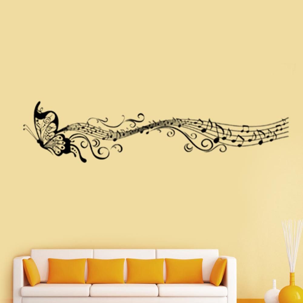 New Hot Music Musical Note Staff Butterfly Wall Sticker Decal Home
