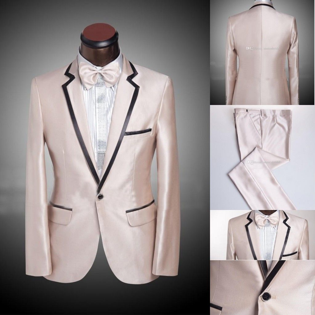 2017 Cheap Champagne Gold Groom Tuxedos Classic Mens Suit Prom Suit