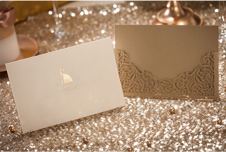 Blank gold wedding invitations