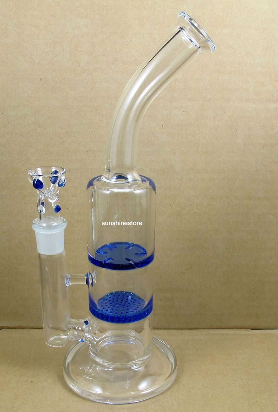 D020X Glass Water Smoking Pipe with Two Disks Two Functions Height