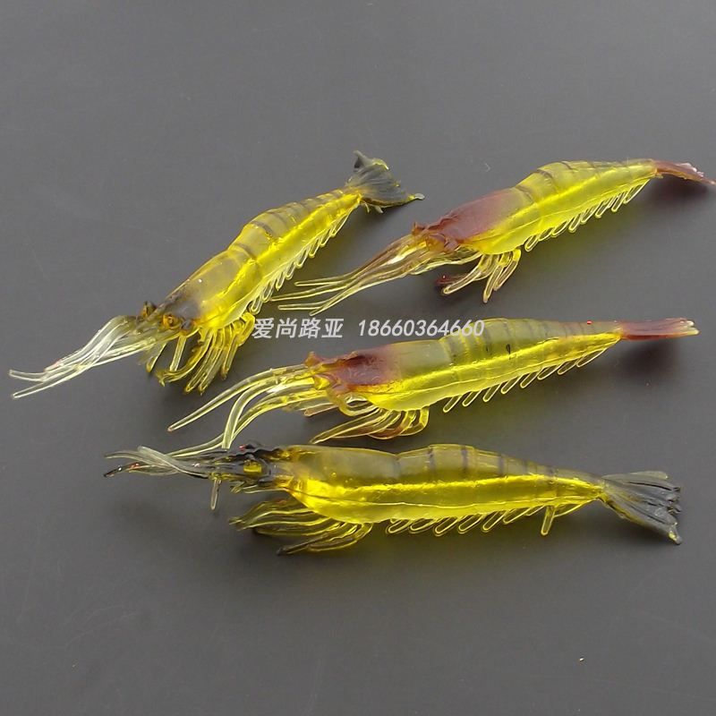 4 Loaded Soft Shrimp Bait Artificial Grass Shrimp Freshwater Fishing