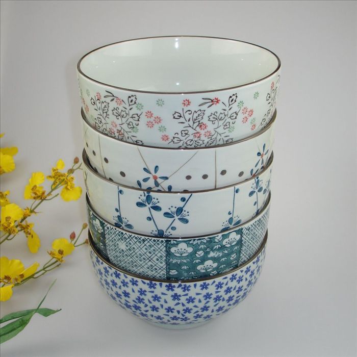 Wholesale 6.5inch Hand Painted Ceramic Porcelain Bowls Rice Noodle Bowl