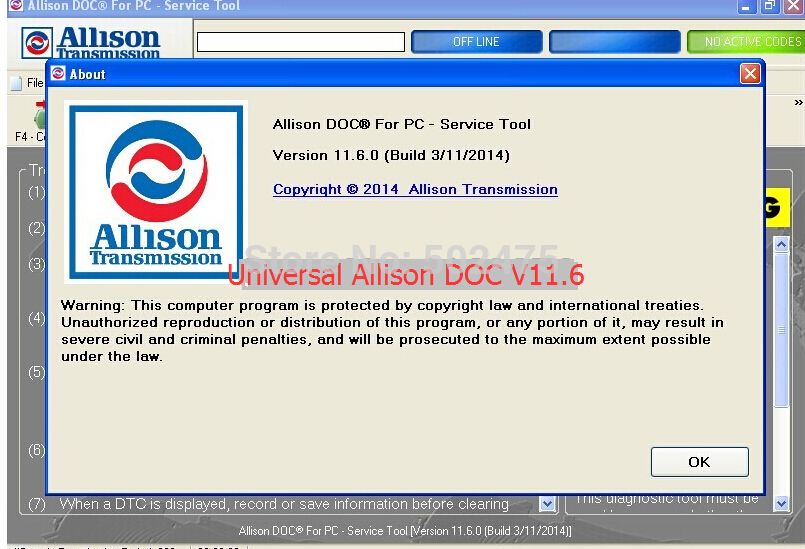Universal Allison DOC V11.6 with Active Key Online with 65.36/Piece on