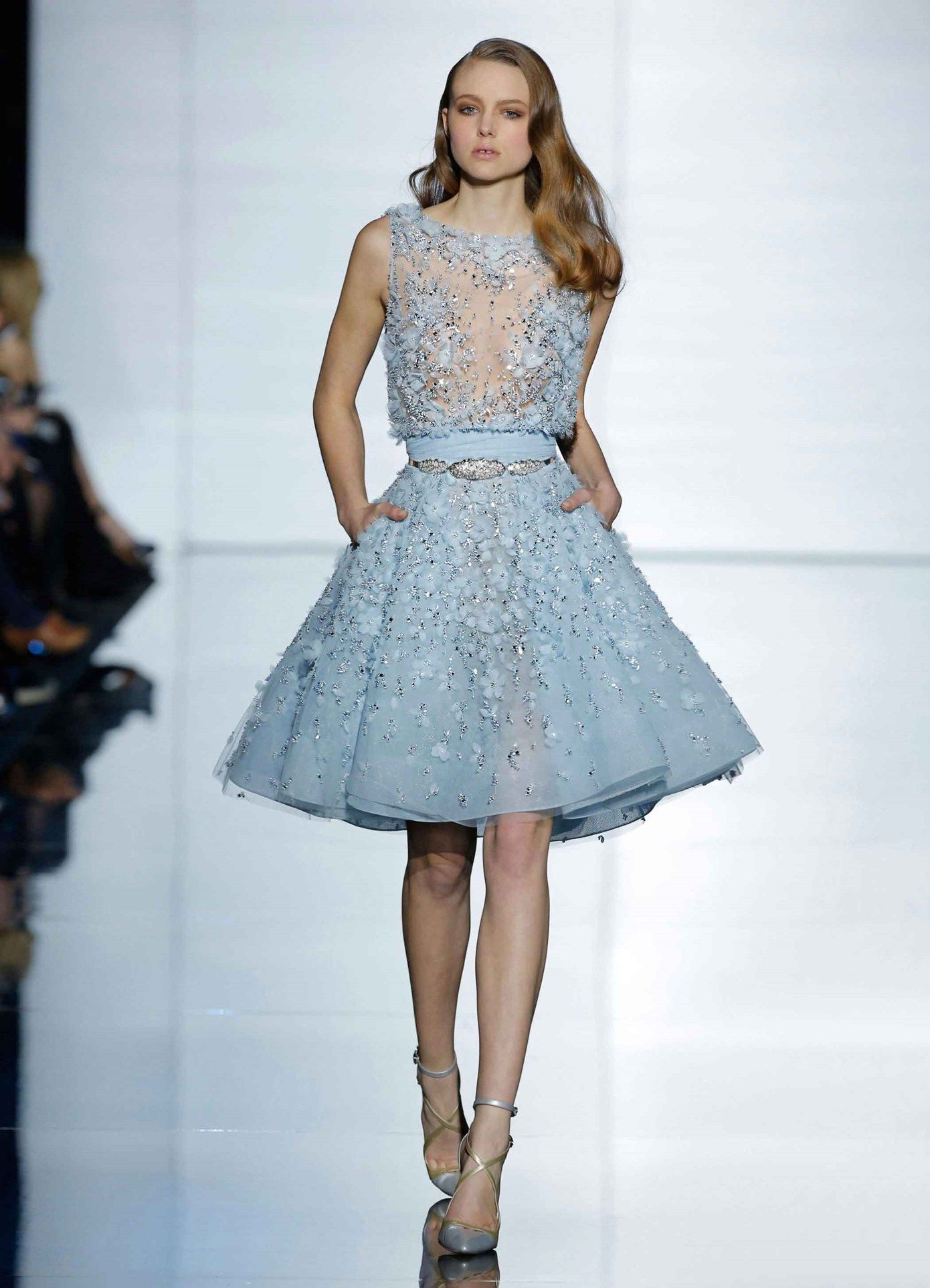 Beading Flowers Light Blue Cocktail Dresses 2016 Zuhair ...