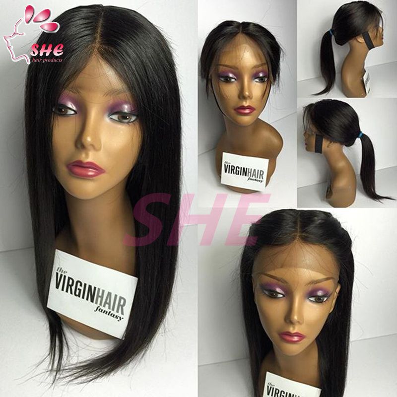 High Quality Lace front Ponytail Wigs Silky Straight Glueless Brazilian Lace Wig Virgin Cheap