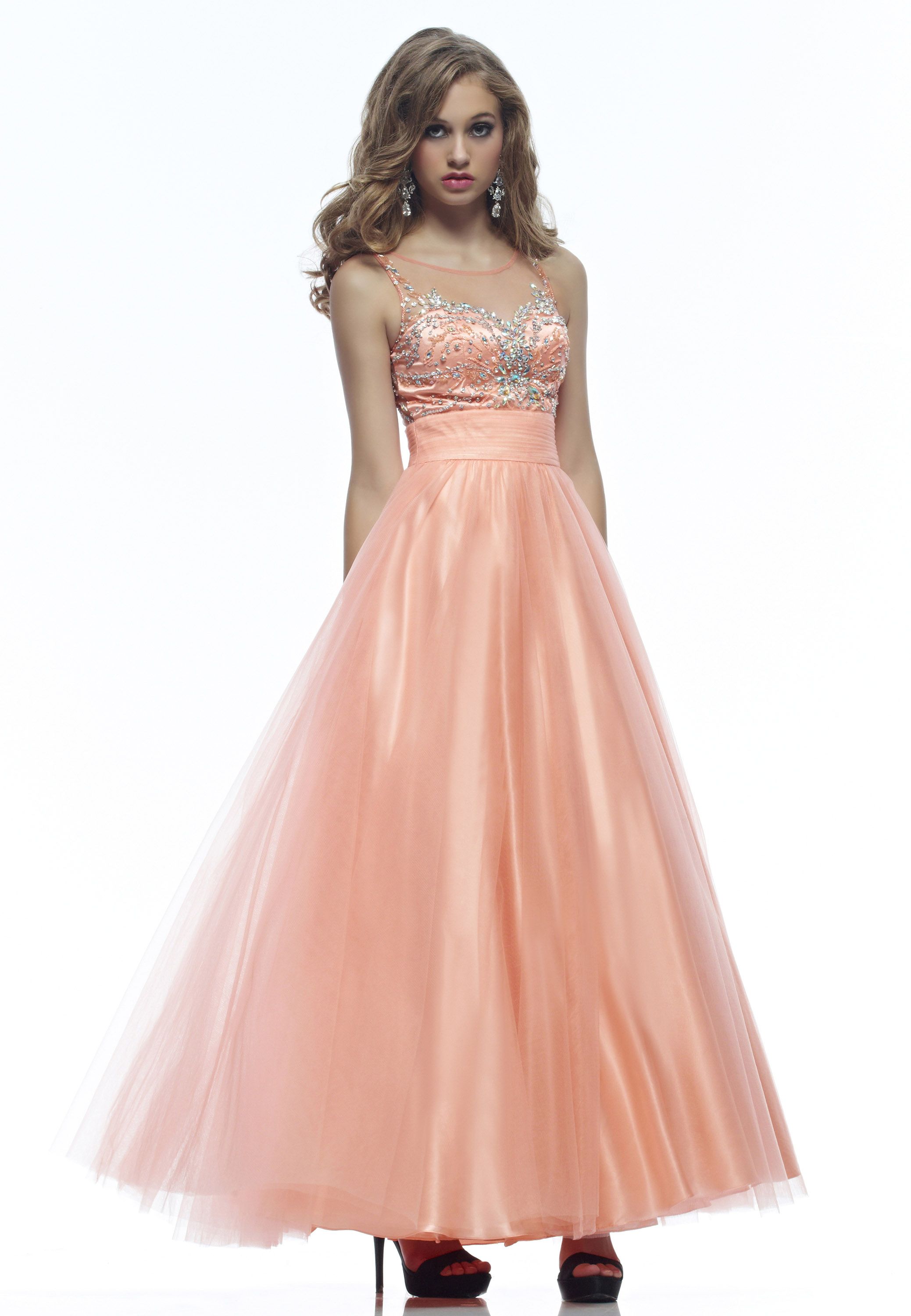 Lovely Crystals Blush Pink Prom Dresses Long Tulle A Line Women Cocktail Evening Dress Plus Size