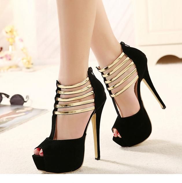 Luxury Gold Strap Ballroom Dance Shoes High Heels 2015 New Sandals For ...