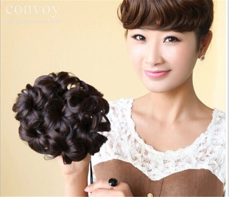 New Womans 12cm Curly Wave Buns Bride Chignons Hairpiece Hair
