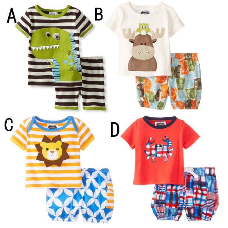 Baby Cartoon Dinosaur Deer Suits Setstop+short Girls Boys ...