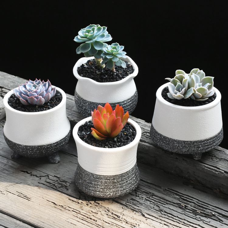 2017 Desktop Flowerpot Mini Ceramic Plant Pots Snow Glazed
