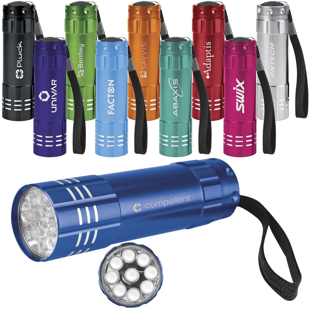 Promotional 9 LED Light Flashlights with Custom Laser Engraved Logos 3