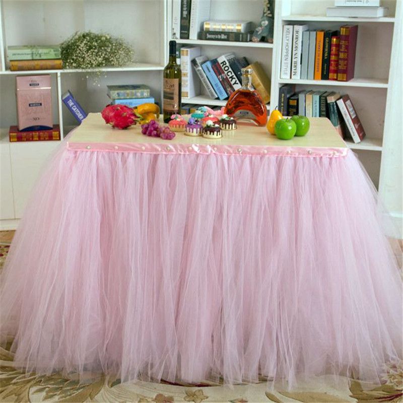 Pink Tulle Table Skirts Tutu Cloth Decorations for Weddings Birthdays ...