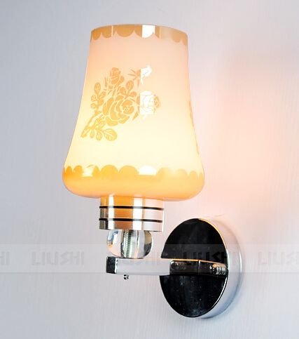 2017 Luxury Glass Wall Lamp Printed Glass Wall Light Bedside Wall Light Bedroom Light Living ...