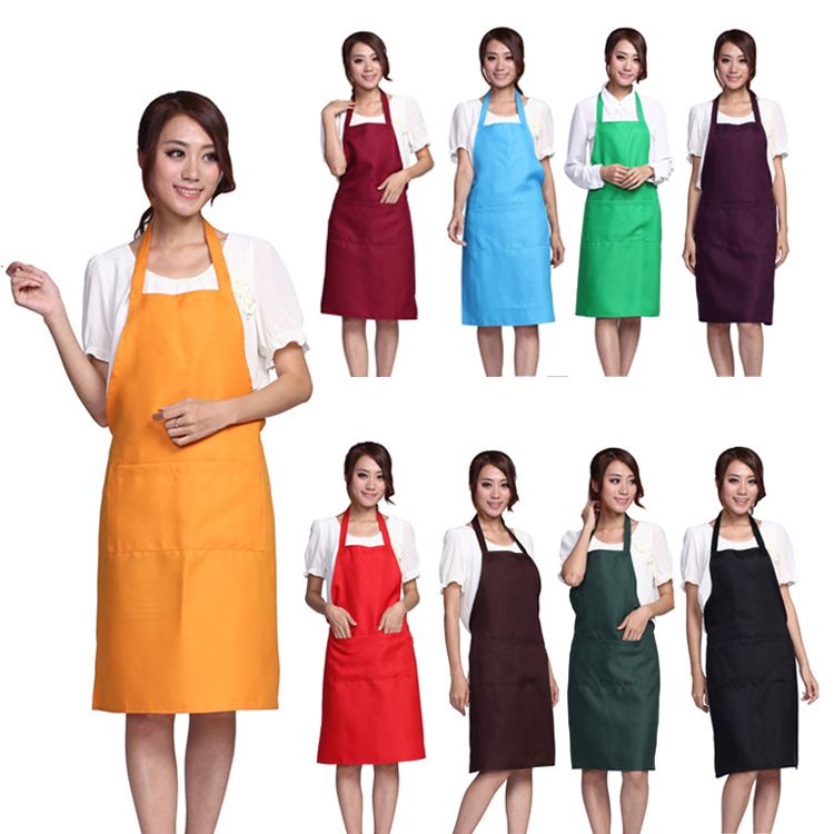 Plain Apron Aprons With Front Pocket Bib Kitchen Cooking Craft Chef