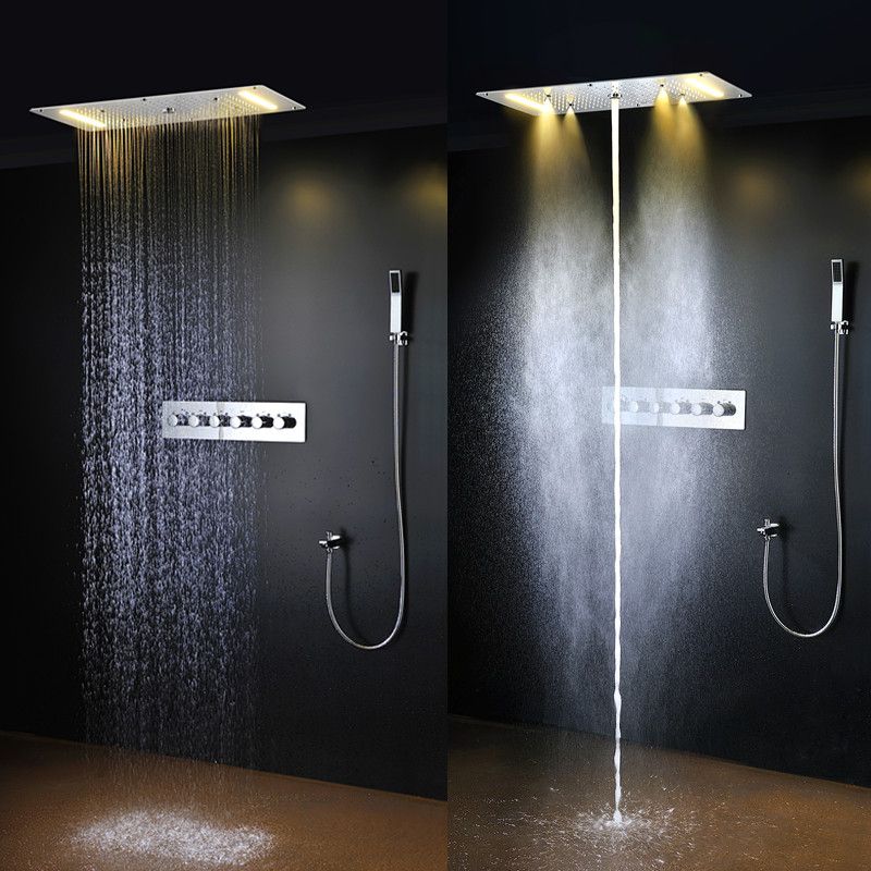 Discount Multi Function Bathroom Shower Sets Rain Shower Heads Waterfall Mist Led Wall Mounted
