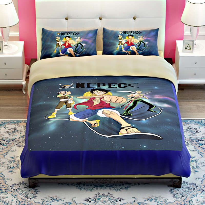 Wholesale Japan Anime One Piece Luffy Bedding Bed Linen Set Cotton Twin Full Queen King 3