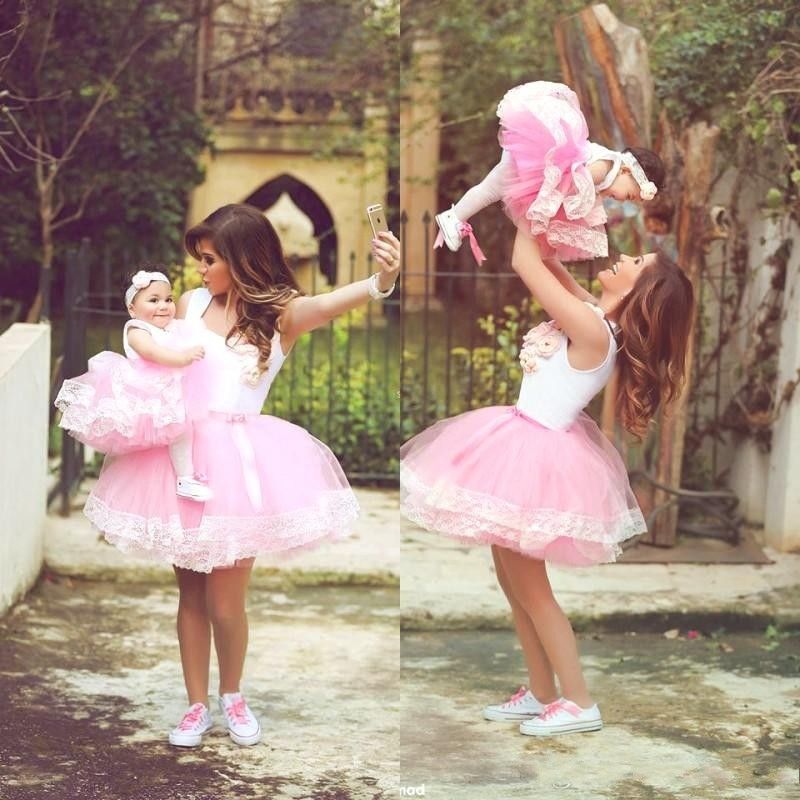 2015 Lovely Mother And Daughter Tutu Dresses Short Ball ...
