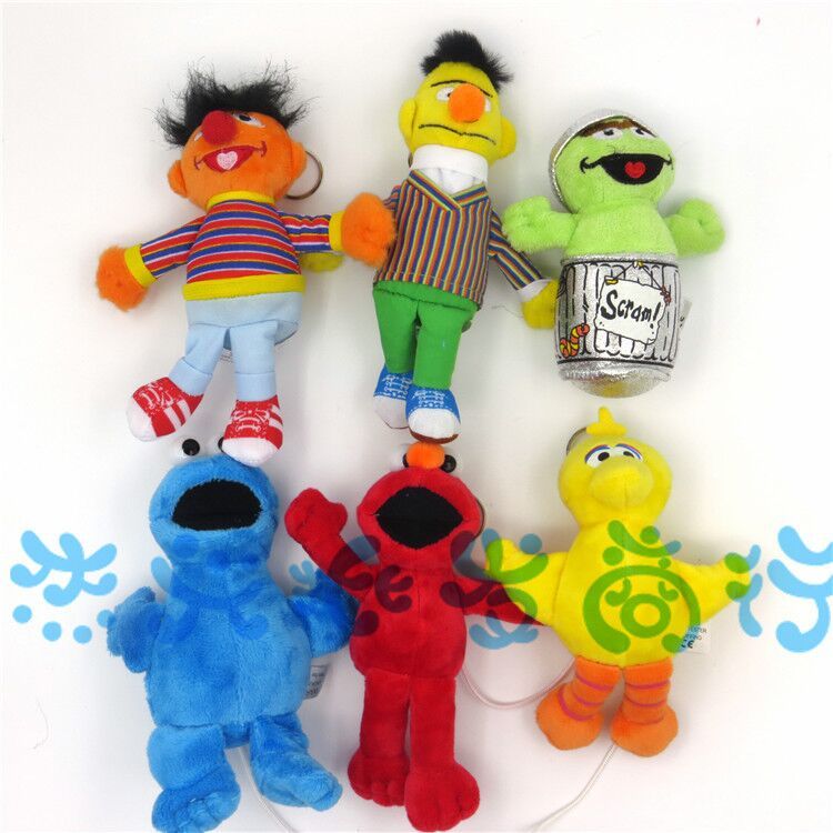 Colorful Sesame Street Series Key Ring Elmo Stuffed Plush Dolls Toys