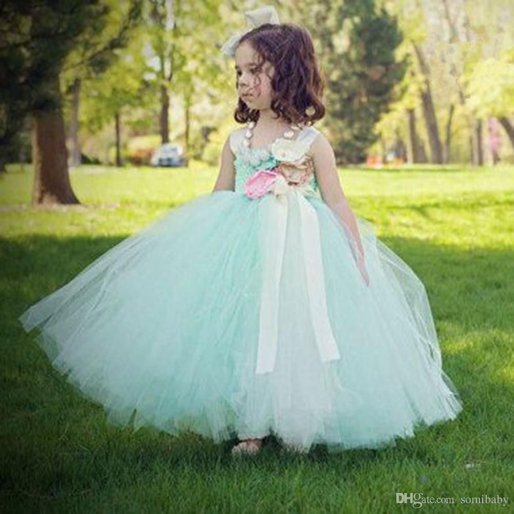 Buy Cheap Girl's Dresses For Big Save, Hot Mint Green Flowers Girls