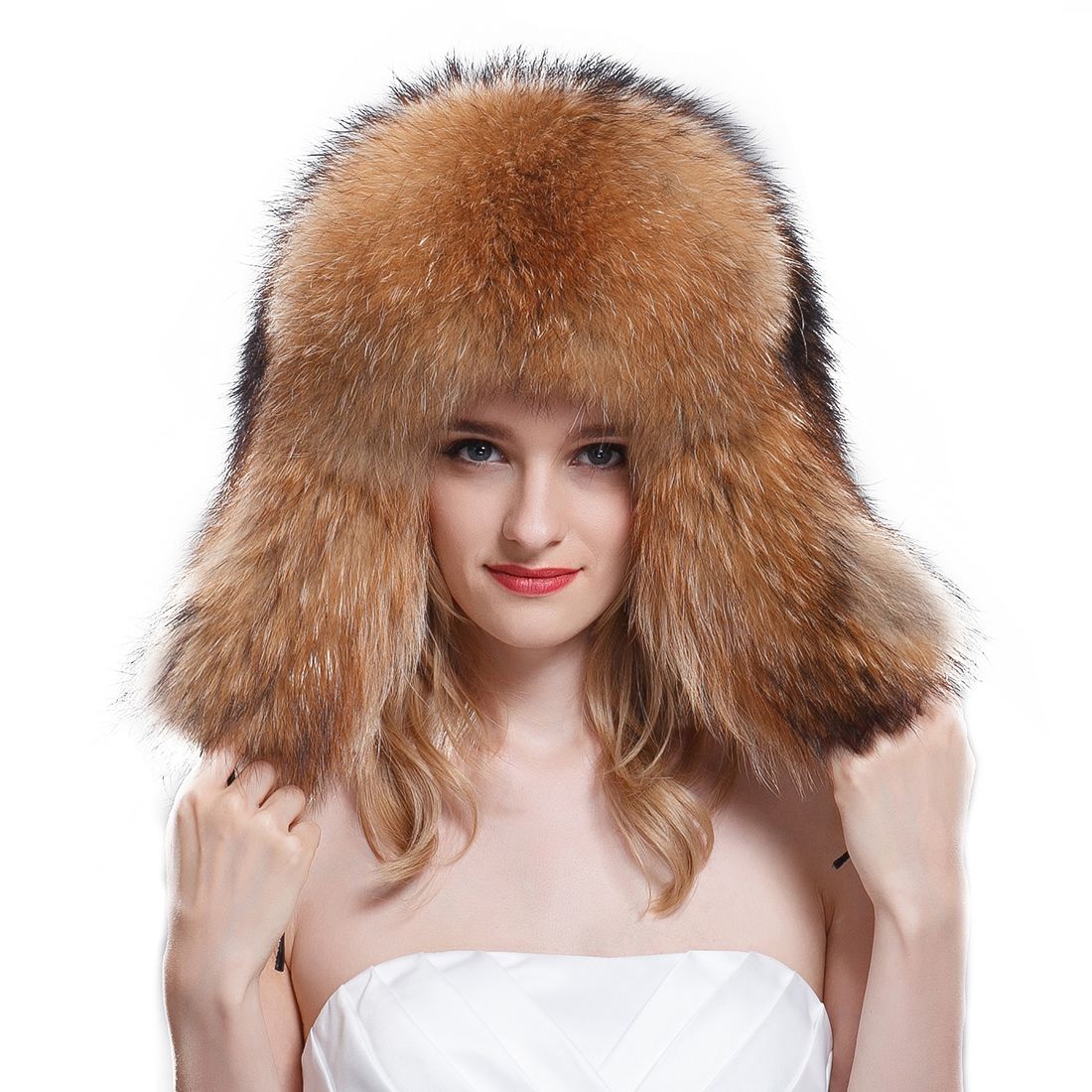 2017 Ursfur Raccoon Fur & Leather Bomber Fur Hat Women'S Fur Hat With