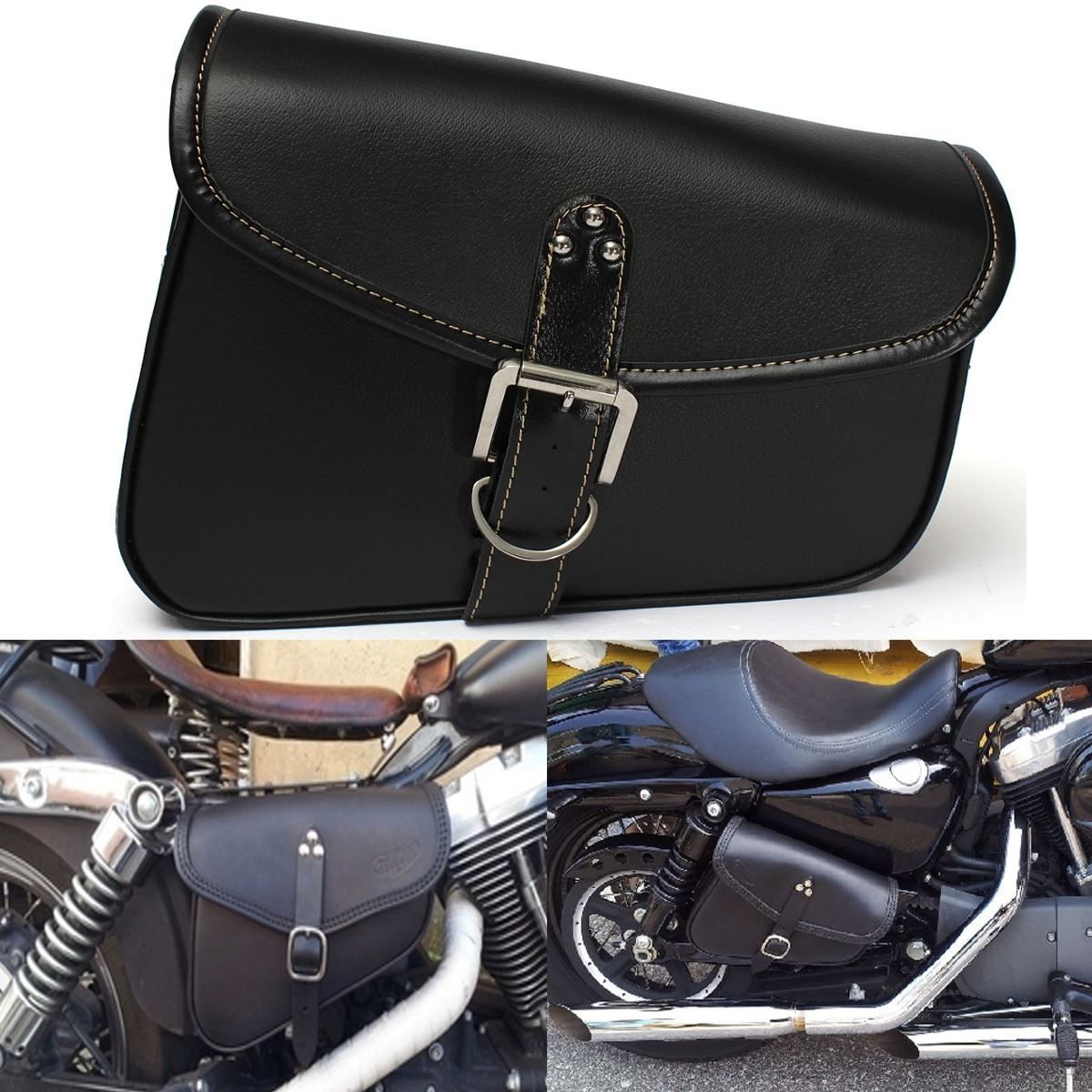 Motorcycle Pu Leather Saddlebags Saddle Tool Pouch Side Bag Storage For Harley Order&$18no Track ...