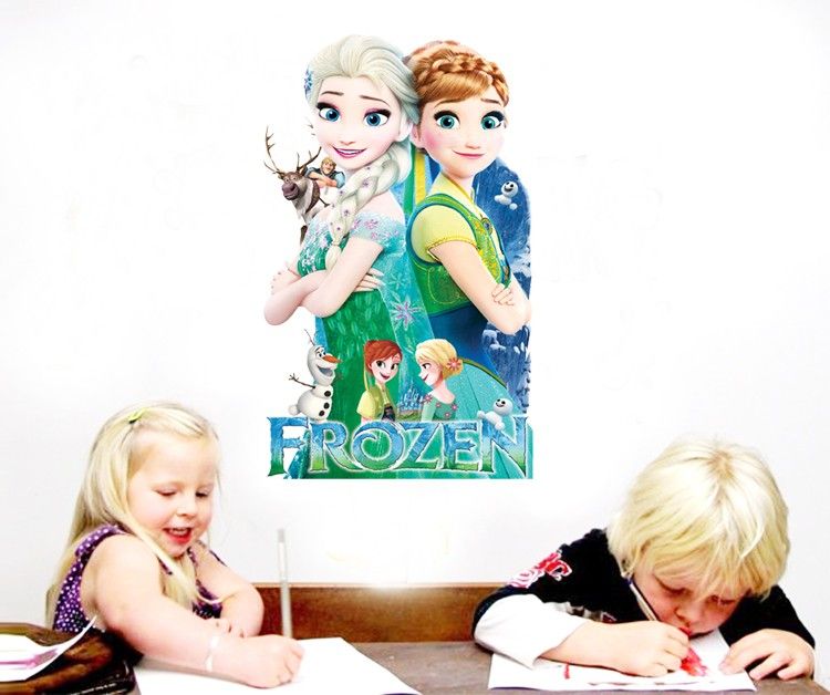 Frozen Fever Wall Stickers For Kids Rooms Removable Wall Decals Cartoon