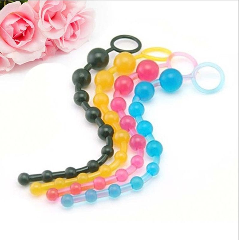 New Portable Colorful Anal Butt Beads Silicone Jelly Plug Pull Chain Sex Toy Masturbator For Men