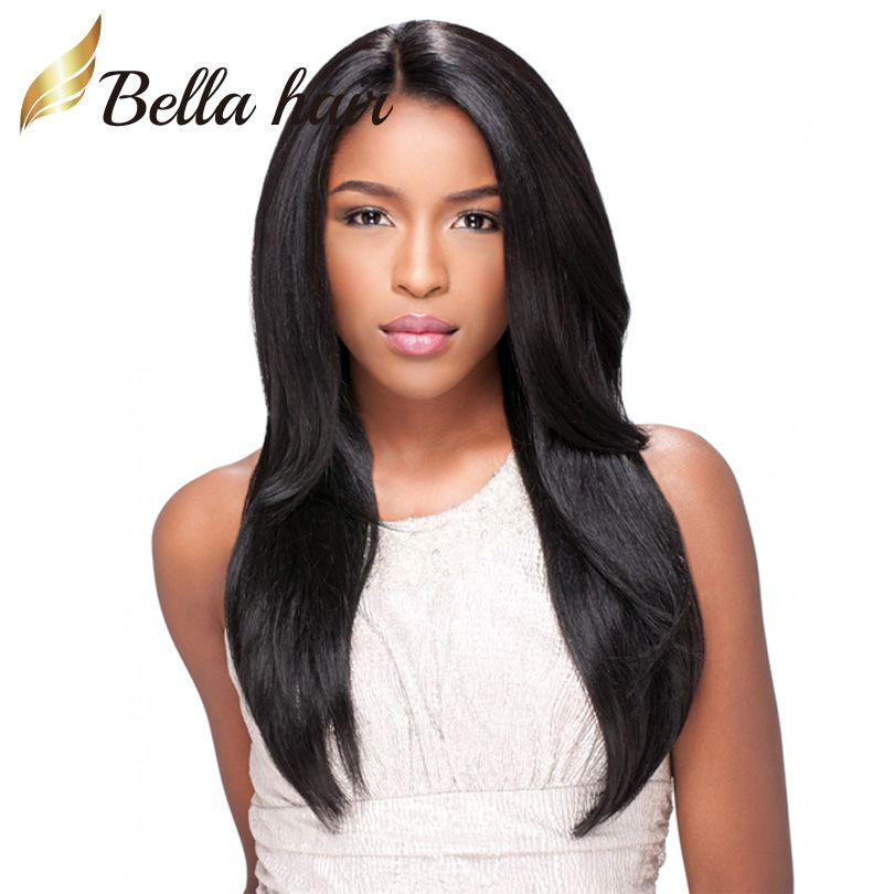 Middle Part Silky Straight Full Lace Wig Brazilian Human Hair Wigs