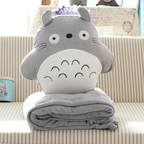 2017 Totoro Air Condition Blanket Pillow Quilt Two Use Coral Fleece Plush Dolls Toys Stuffed ...