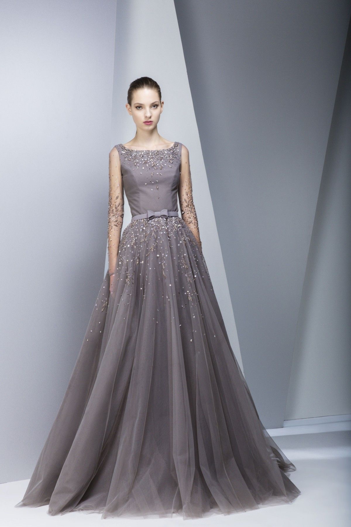 chakra sequin long sleeve gown