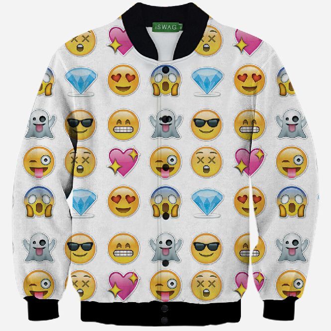 Cute Qq Emoticons/Emoji 3d Sweatshirt Men Women Space Cotton Bomber